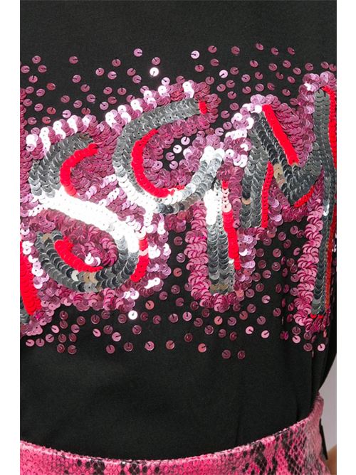 T-shirt con logo in paillettes MSGM | 2743MDM6419579799