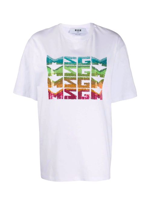 T-shirt con logo paillettes MSGM | 2842MDM28420749801