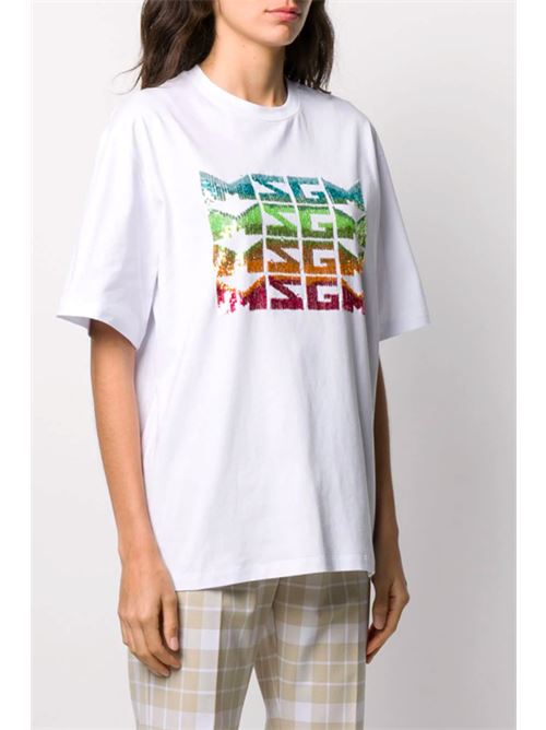 T-shirt with sequin logo MSGM | 2842MDM28420749801